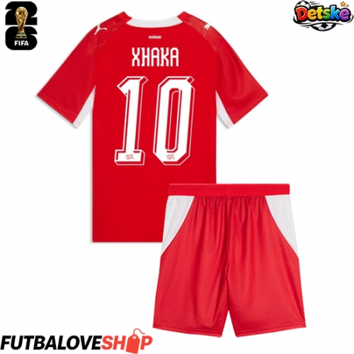 Dres Švajčiarsko Granit Xhaka #10 Domáci pre deti MS 2026 Krátky Rukáv (+ trenírky)